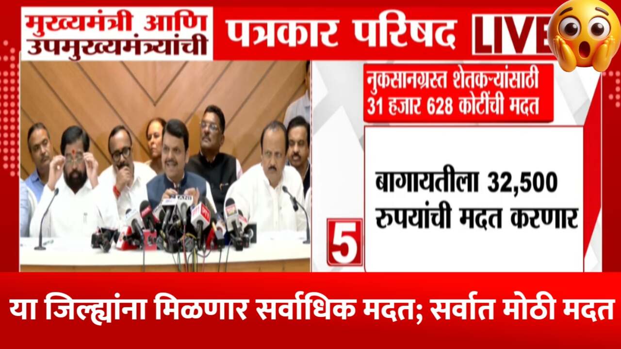 महाराष्ट्रातील पूरग्रस्त शेतकऱ्यांसाठी ऐतिहासिक मदत पॅकेज जाहीर! प्रति हेक्टरी ₹३२,५०० पर्यंतचा दिलासा
