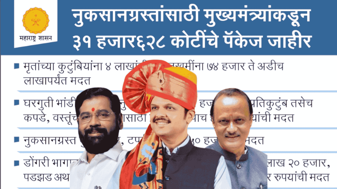 महाराष्ट्राचा इतिहासातील सर्वात मोठे नुकसान भरपाई पॅकेज; कुणाला किती पैसे मिळणार सर्व जाणून घ्या